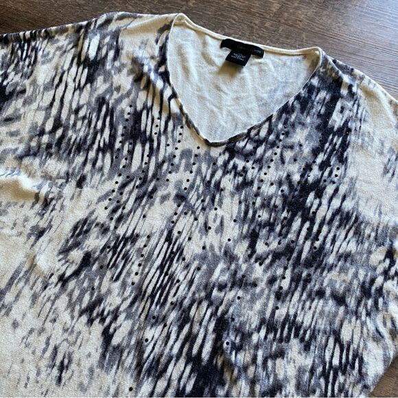 Calvin Klein Tunic Dress Dolman Sleeve Animal Print Beaded Large - Picture 6 of 13